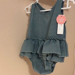 Ruffled Green Kids One Piece